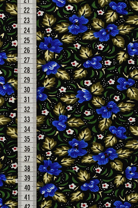 Ткань вельвет плательные ткани черный, цветы, ALFA C (арт. 247044-7)