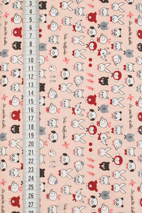 Ткань хлопок пэчворк красный розовый, детская тематика животные, ALFA (арт. 234765)