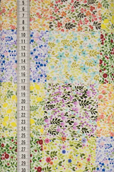 Ткань хлопок пэчворк разноцветные, мелкий цветочек ложный пэчворк, ALFA Z DIGITAL (арт. 224378)