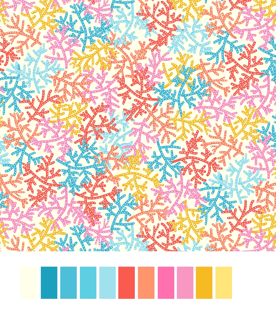 Ткань хлопок для пэчворка разноцветные, морская тематика, Blank Quilting (арт. 9314-41)