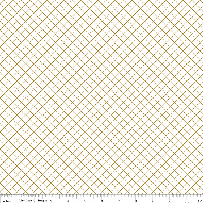 Ткань хлопок пэчворк белый золото, клетка, Riley Blake (арт. 244476)