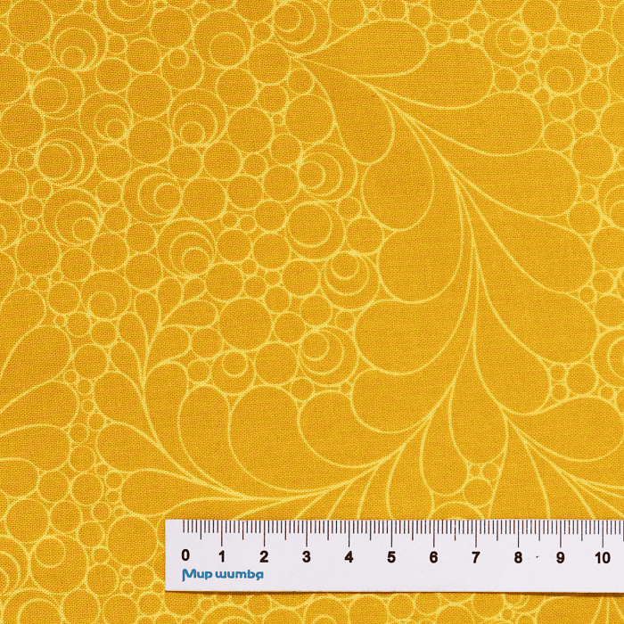 Ткань хлопок пэчворк желтый, фактура завитки рукоделие, Benartex (арт. 6972-33)