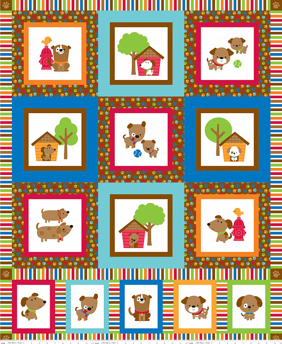 Ткань хлопок пэчворк разноцветные, детская тематика животные собаки, Riley Blake (арт. 244519)
