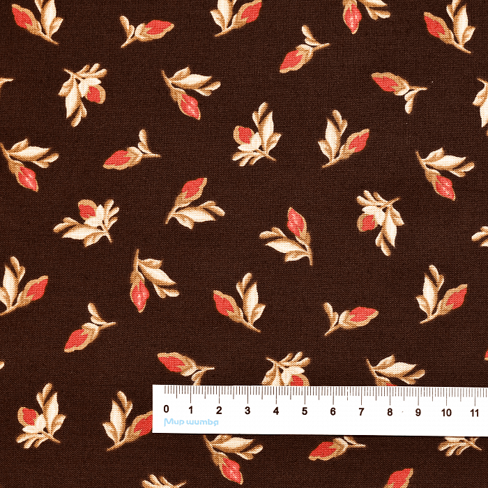 Ткань хлопок пэчворк коричневый, цветы, Maywood Studio (арт. MAS9703-A)