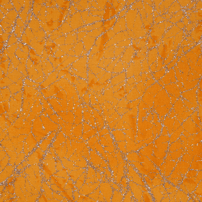 Ткань хлопок пэчворк оранжевый серебро, космос и планеты новый год металлик, Windham Fabrics (арт. )