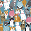 Ткань хлопок пэчворк разноцветные, животные коты и кошки, Studio E (арт. 237216)