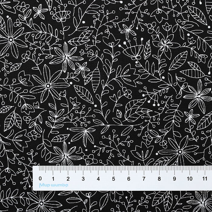 Ткань хлопок пэчворк черный, цветы, P&B (арт. 4952 KW)