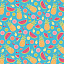 Ткань хлопок пэчворк голубой оранжевый, путешествия ягоды и фрукты, Benartex (арт. 248780)