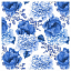 Ткань хлопок пэчворк синий, цветы, Blank Quilting (арт. 1731-75)