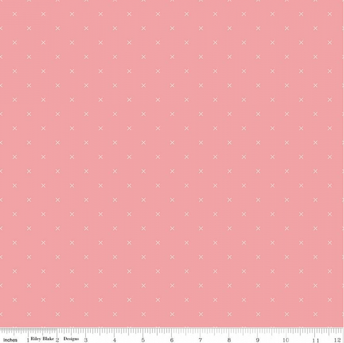 Ткань хлопок пэчворк розовый, фактура геометрия, Riley Blake (арт. C745-CORAL)