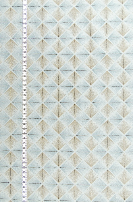 Ткань хлопок сумочные коричневый голубой, клетка геометрия, Daiwabo (арт. 111842)