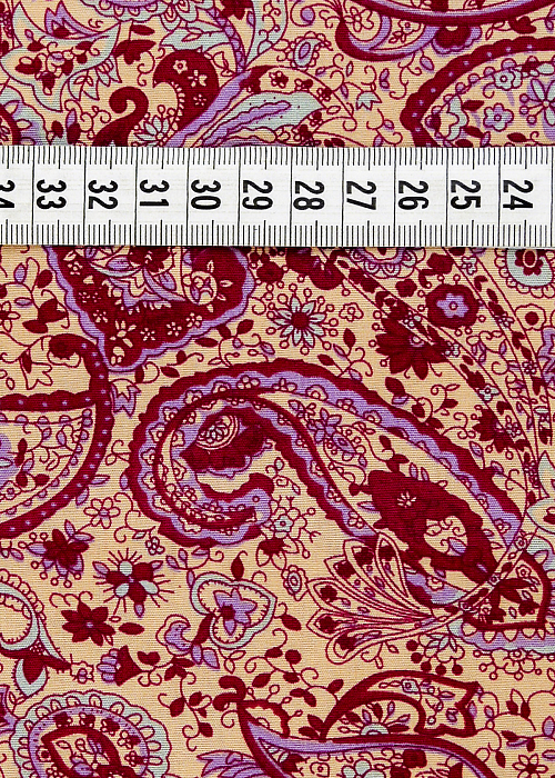 Ткань хлопок плательные ткани красный розовый бежевый, пейсли, ALFA C (арт. 128554)