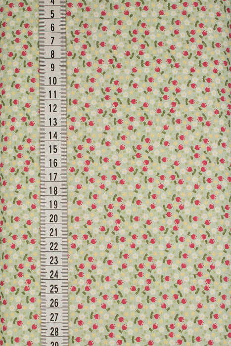 Ткань хлопок пэчворк красный зеленый, мелкий цветочек, ALFA Z DIGITAL (арт. 224238)