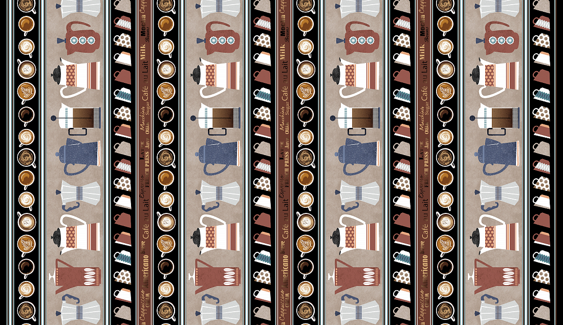 Ткань хлопок пэчворк , полоски бордюры кухонная утварь, Benartex (арт. 8871-77)