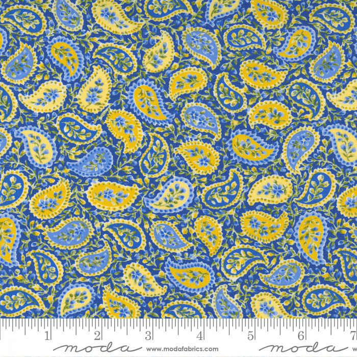 Ткань хлопок пэчворк синий, пейсли, Moda (арт. 33614 17)