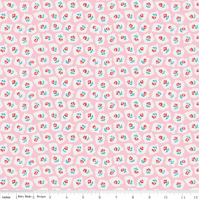 Ткань хлопок пэчворк розовый, мелкий цветочек, Riley Blake (арт. C4345-PINK)