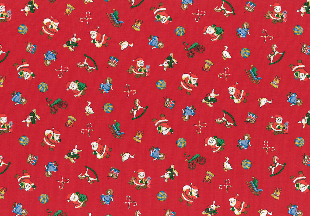 Ткань хлопок пэчворк красный, детская тематика новый год, Lecien (арт. 219957)