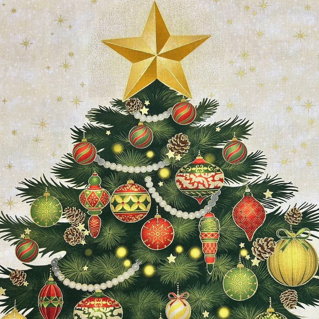 Ткань хлопок для пэчворка зеленый, новый год, Aurora (арт. AU-NY-28P)