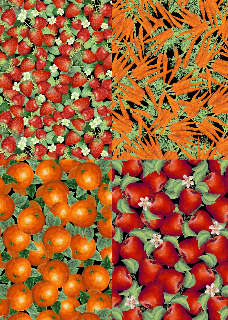 Ткань хлопок для пэчворка разноцветные, овощи ягоды и фрукты, Windham Fabrics (арт. 41353-X)