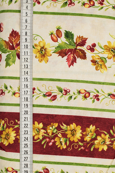 Ткань хлопок пэчворк разноцветные, цветы бордюры, ALFA (арт. 229550)