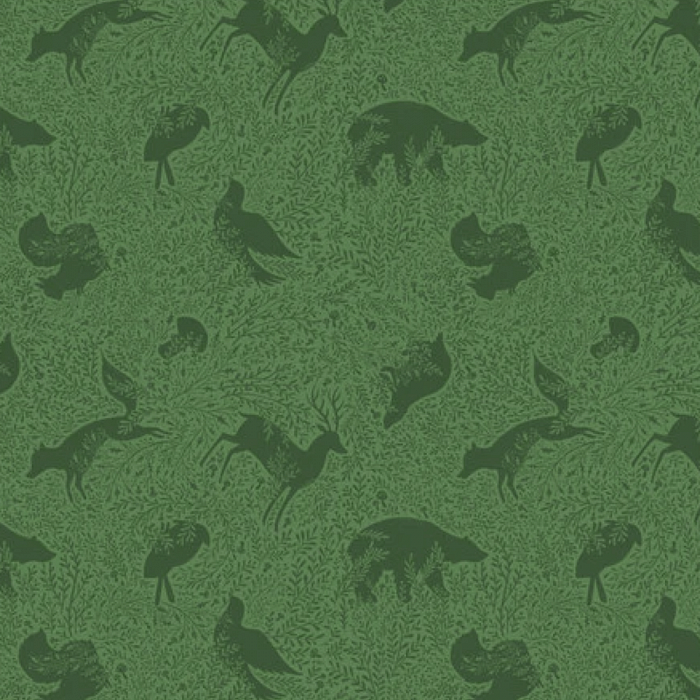 Ткань хлопок пэчворк зеленый, животные природа, FreeSpirit (арт. PWCD075.XGREEN)