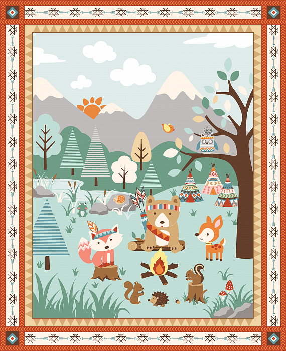 Ткань хлопок пэчворк разноцветные, детская тематика животные, Studio E (арт. 237199)
