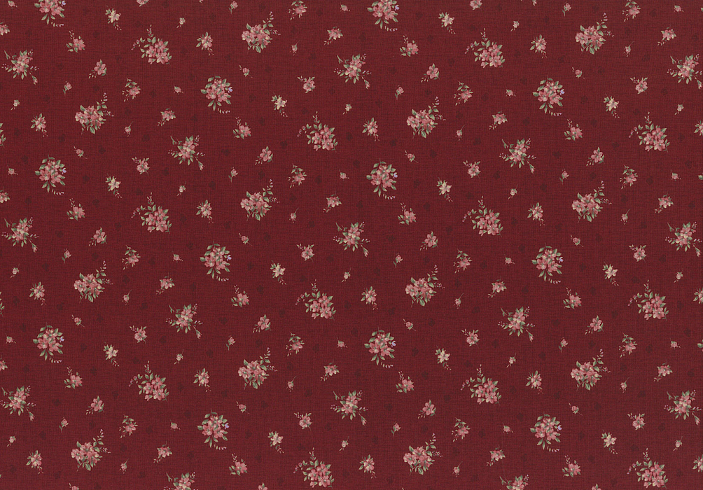 Ткань хлопок пэчворк розовый бордовый, мелкий цветочек цветы, Lecien (арт. 231714)