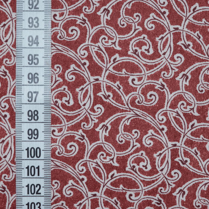 Ткань хлопок пэчворк красный, завитки, Benartex (арт. 5468-10)