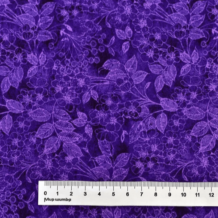 Ткань хлопок пэчворк фиолетовый, цветы флора, Blank Quilting (арт. 1425-55)
