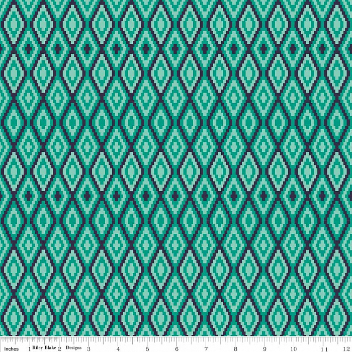 Ткань хлопок пэчворк зеленый, геометрия, Riley Blake (арт. C4746-TEAL)