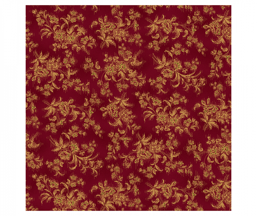 Ткань хлопок пэчворк бордовый, цветы, Henry Glass (арт. 9676-88)