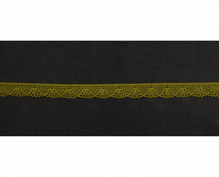 Кружево вязаное хлопковое Alfa AF-534-089 14 мм оливковый