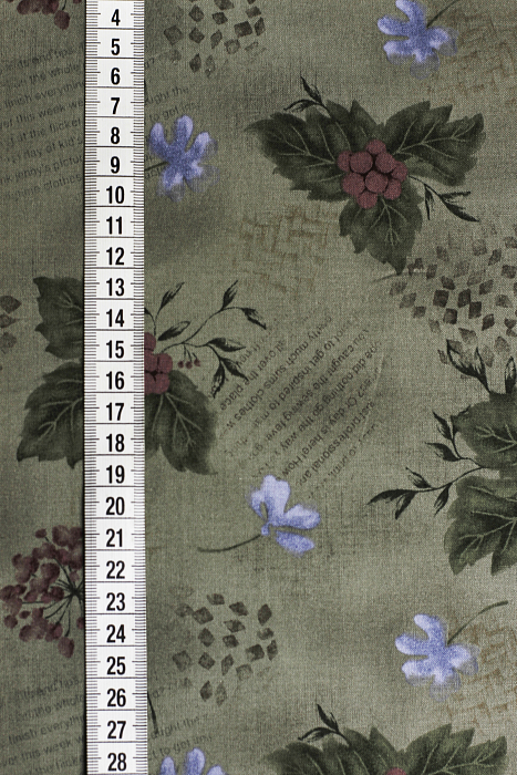 Ткань хлопок сумочные болотный, цветы, Daiwabo (арт. 243931)