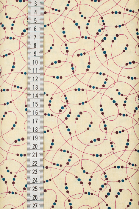 Ткань хлопок пэчворк бежевый, горох и точки завитки, ALFA (арт. 225881)