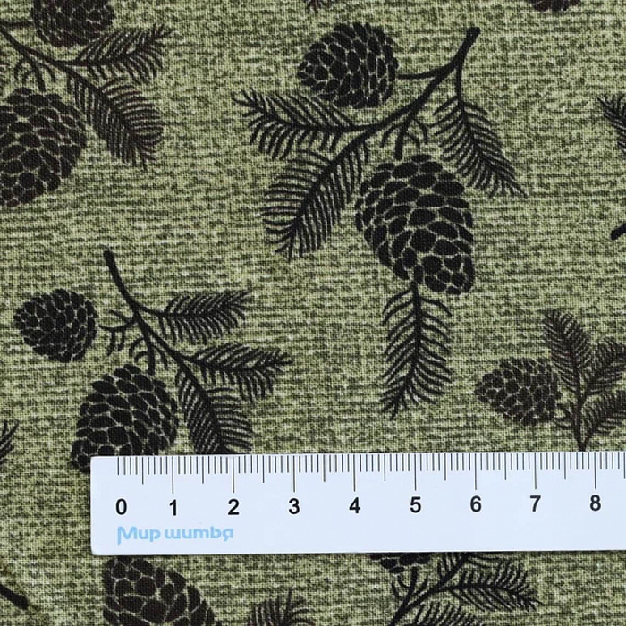 Ткань хлопок пэчворк зеленый, новый год флора, Benartex (арт. 1605040B)
