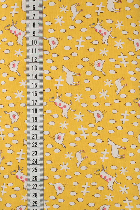 Ткань хлопок пэчворк желтый, необычные животные, ALFA (арт. 242957)
