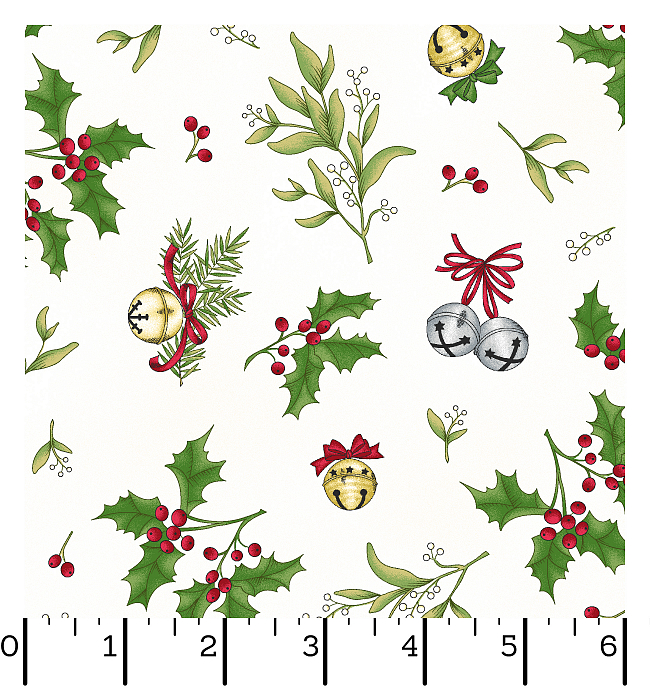 Ткань фланель пэчворк зеленый белый, фактура новый год, Maywood Studio (арт. 244324)
