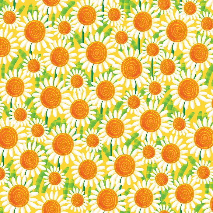 Ткань хлопок пэчворк желтый оранжевый, цветы детская тематика, Henry Glass (арт. 253042)