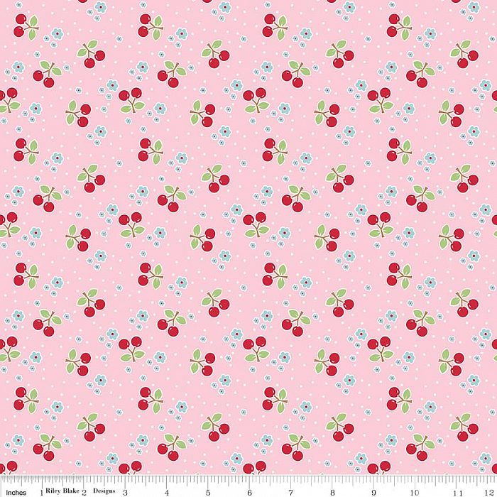 Ткань хлопок пэчворк розовый, ягоды и фрукты, Riley Blake (арт. 244580)