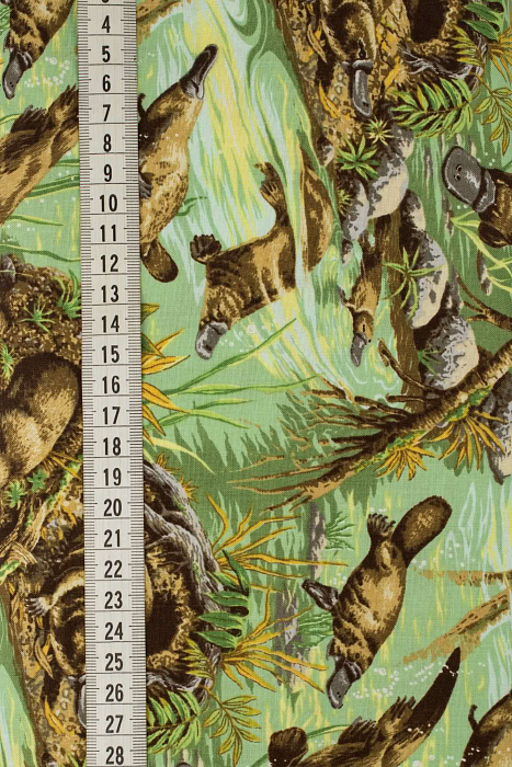 Ткань хлопок пэчворк зеленый коричневый, животные реалистичные, ALFA (арт. AL-5431)