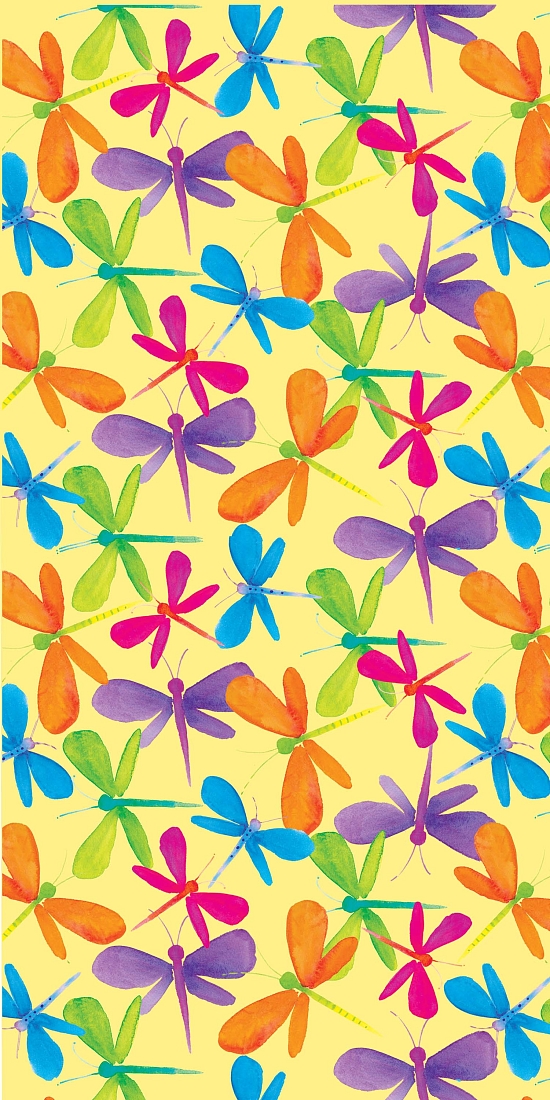 Ткань хлопок для пэчворка желтый разноцветные, птицы и бабочки, Blank Quilting (арт. 249677)