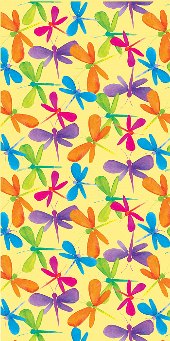 Ткань хлопок пэчворк желтый разноцветные, птицы и бабочки, Blank Quilting (арт. 249677)