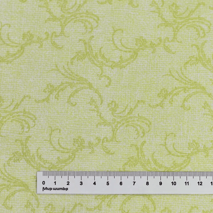 Ткань хлопок пэчворк зеленый, завитки, Benartex (арт. 10215-04)