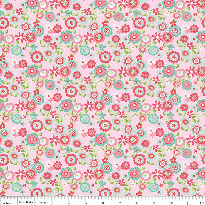 Ткань хлопок пэчворк розовый, цветы, Riley Blake (арт. C6942-PINK)