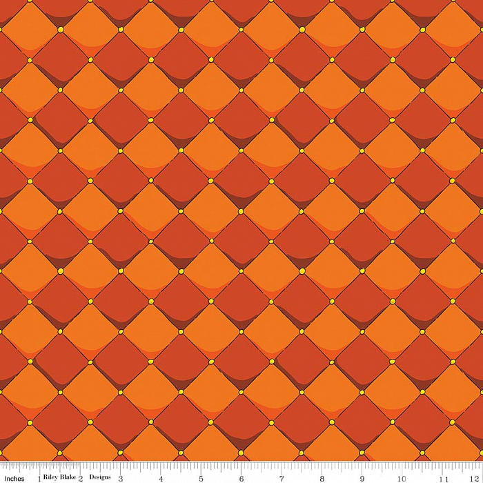 Ткань хлопок пэчворк оранжевый, клетка геометрия, Riley Blake (арт. 254765)