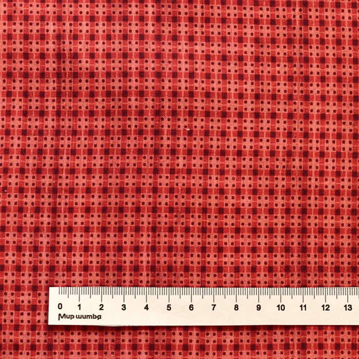Ткань хлопок пэчворк бордовый, клетка геометрия, Benartex (арт. 10277-19)