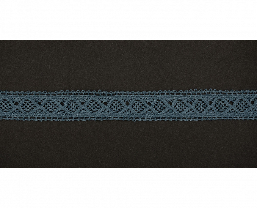 Кружево вязаное хлопковое Alfa AF-362-072 15 мм сине-серый