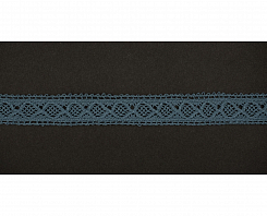 Кружево вязаное хлопковое Alfa AF-362-072 15 мм сине-серый