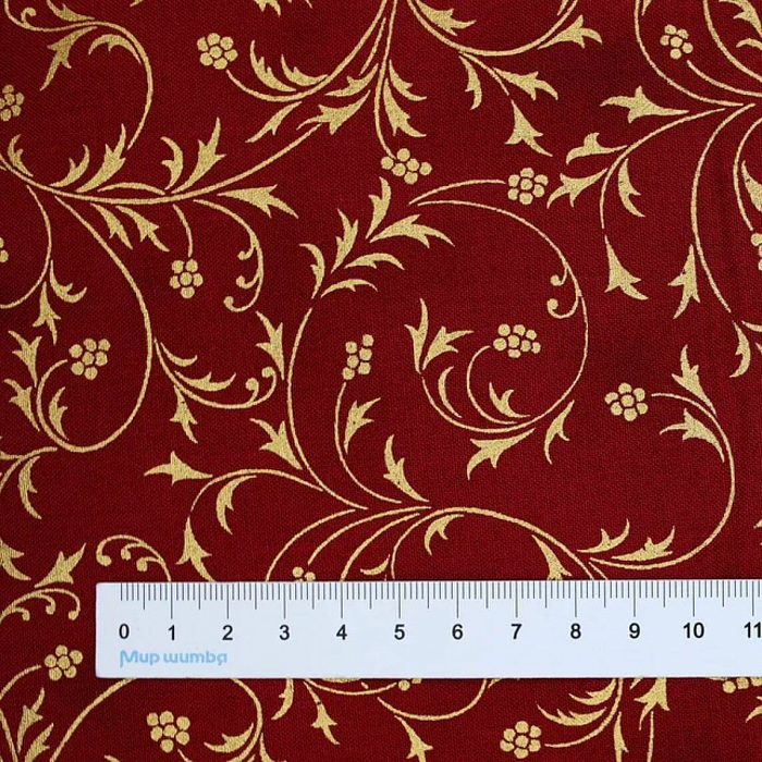 Ткань хлопок пэчворк бордовый, цветы завитки, Robert Kaufman (арт. SRKM-21600-113)