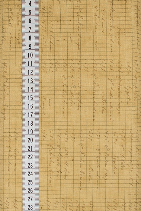 Ткань хлопок пэчворк коричневый, надписи клетка, ALFA (арт. 232313)